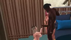 Redare Imbratisarea cu Leul se transforma intr-un grup a 3 salbatic cu un stud negru si o bomba blonda cu sani uriasi si o pula mare